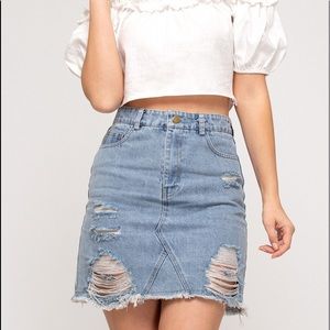 NWOT | SHE AND SKY | Distressed Denim Mini Skirt
